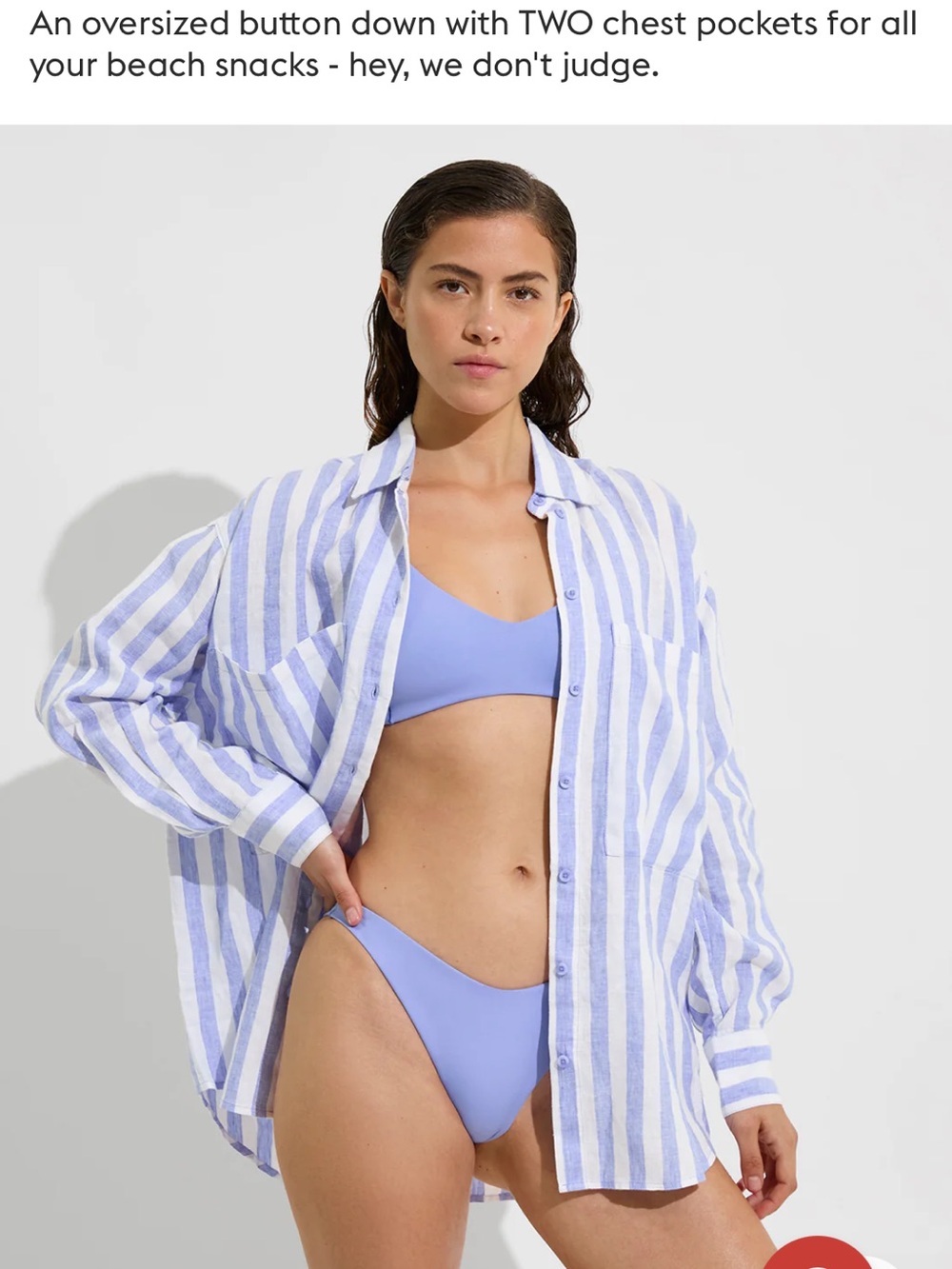 Striped Oversized Beach Shirt with Chest Pockets - Left on Friday - Pink